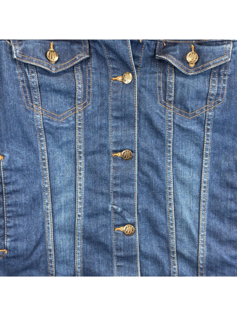 Wrangler Womens Large Denim Shirt Jacket Button-Up Blue Jean Stretch Western - Picture 3 of 6